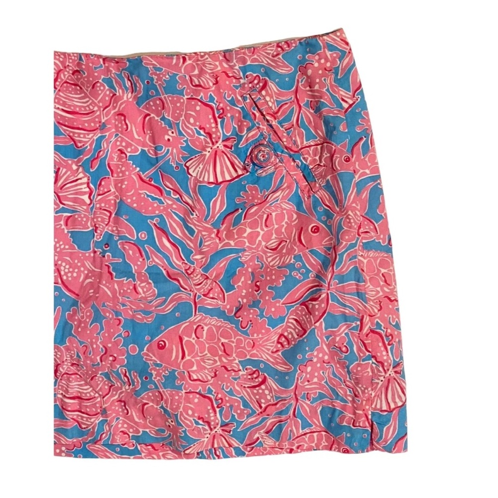 Lilly Pulitzer Women's Size 10 Fish Pattern Pink Blue White Lined Skort